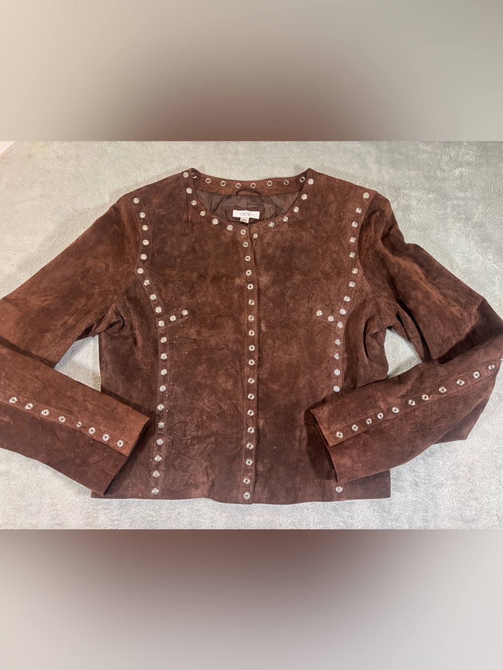 ✨ Vintage Cache Dark Brown Studded Suede Jacket - Size L